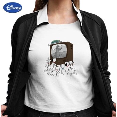 Disney Women T Shirt Dalmatians Desire To Be A Wolf Printed Oversized Tshirt Animation 101 Dalmatians Casual Short Sleeve