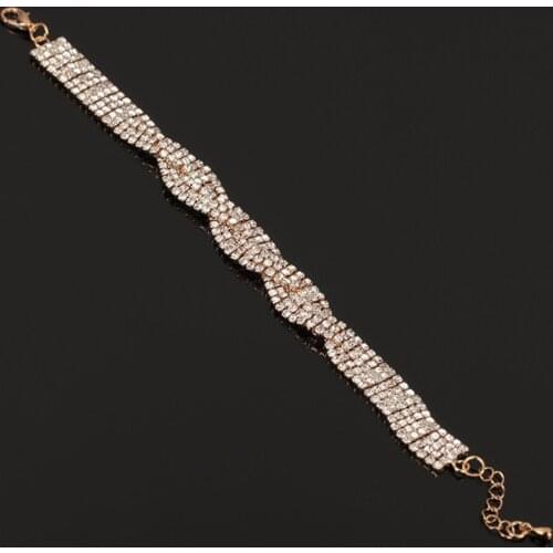 Carddoor New Luxury Rhinestone Bracelets For Women Bridal Silver Plated Charm Bracelets Bangles Wedding Jewelry Accessories
