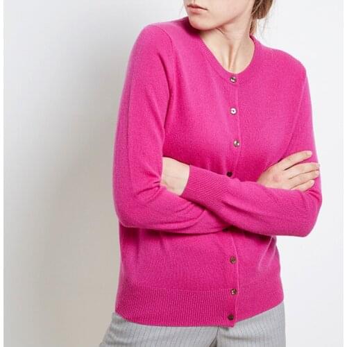 100%goat cashmere womens cardigan sweater O-neck commuting emerald green 10color M/105-2XL/120