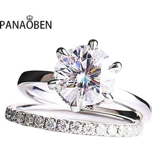 Six-claw Carat Diamond 925 Sterling Silver Rings Women Luxury Exquisite Elegant Engagement Wedding Party Gift Seductive Jewelry