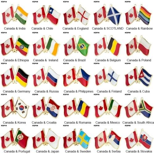 Canada Friendship Country Flag Badge Cross Flag Badge Flag Brooch National Flag Lapel Pin International Travel Pins Collections