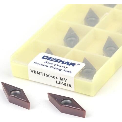 10Pcs VBMT160404-MV LF6018 VBMT 160408 CNC Lathe Turning Tool Blade Machining Stainless Steel Carbide insert Material Universal