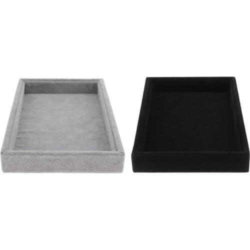 2x Jewelry Display Tray Velvet Rings Bracelets Watch Holder Containers