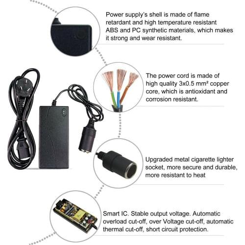 240V AC To 12V Volt DC Car Cigarette Lighter Socket Converter Power Adapter 5A