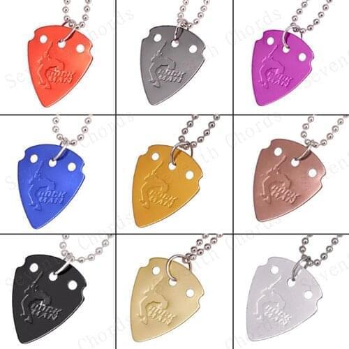 3 Pcs Aluminium Alloy Guitar Picks Pendant Necklace Playing Heavy Metal Guitar Picks Plectrums, Thickness 1.0mm