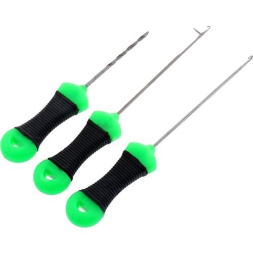 3Pcs Carp Fishing Baiting Needle Set Bait Boilie Drill Splicing Hook Needle Tool for Making Rigs