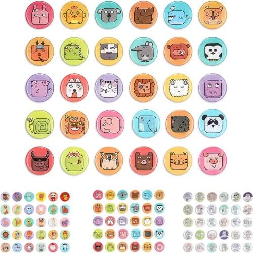 30Pcs Cartoon Animal Round Refrigerator Magnets Kid DIY Craft Fridge Stickers Room Decor Childrens Day Gift наклейки