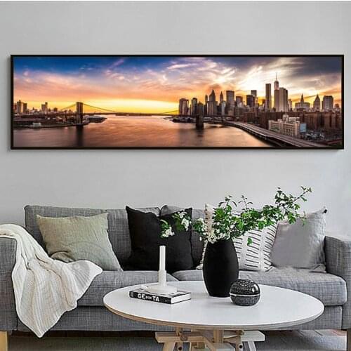 5d Diy Diamond Painting Cross Stitch Sunset New York Brooklyn Bridge Diamond Embroidery Full Square Mosaic home decor craft C540