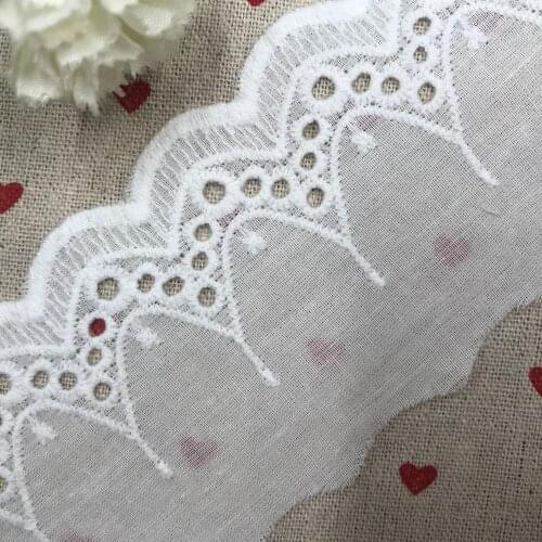 6.5CM Wide New Embroidery White flower lace fabric trim ribbon applique DIY sewing collar Ruffle guipure wedding Cloth decor