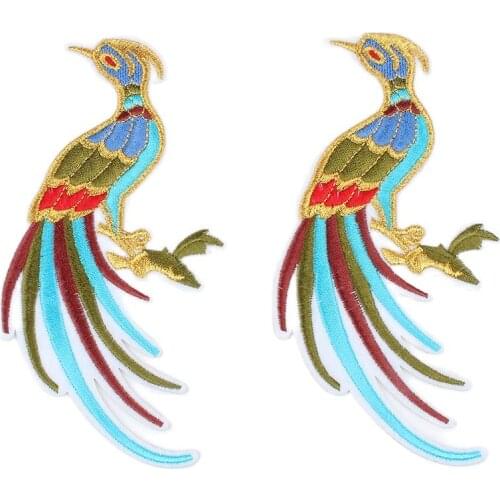 Large Bird Embroidered Patch Stickers Fancy Birds Embroidery Stickers Phoenix DIY Dress Jacket Jeans Chinese Style Decoration