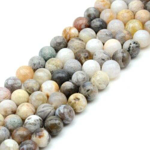Natural Stone Beads Bamboo Agates Round Loose Beads For Jewelry Making Bracelet Necklace 4 6 8 10 12mm 15"Diy Jewellery