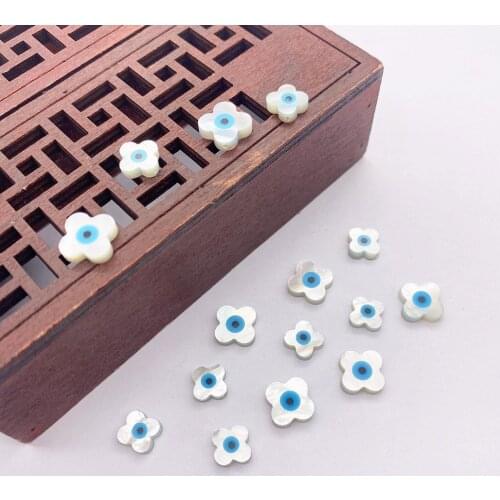 5pcs Natural Sea Shell Evil Eye Beads Flower-shaped Necklace DIY Beads Jewelry Charm Making Bracelet Earrings Accessories 8/10mm