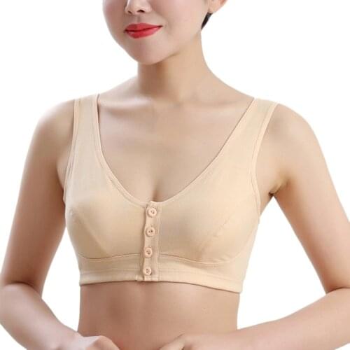 Cotton Wire Free Maternity Bra Tops Breastfeeding Front 3 Buttons Comfort Pregnant Feeding Nursing Bras