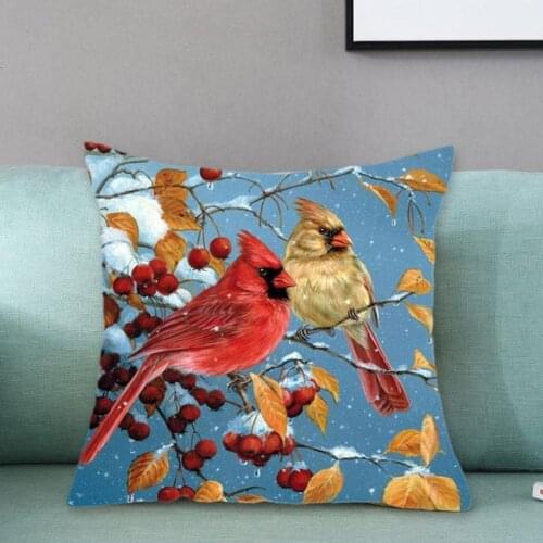 Lovely Bird Cushion Cover Flower Pattern Pillow Covers Decorative For Sofa Bed Living Room Decor Accessories Peach Skin Material
