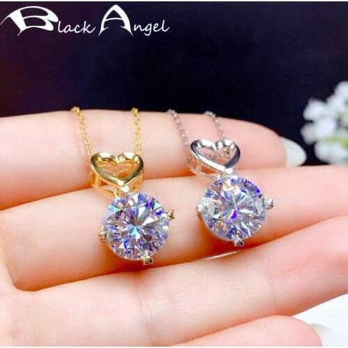 BLACK ANGEL 4 Carat 2021 New Super Shiny Luxury White Gemstone CZ Heart Pendant Necklace For Women Silver Jewelry Wedding Gift