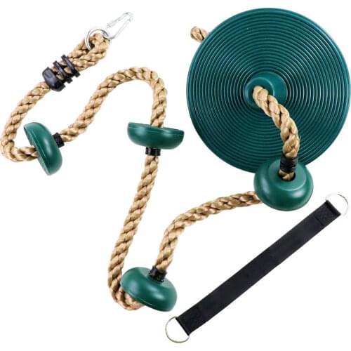 Kids Fitness Climbing Rope with Platforms and Disc Swing Seat Set Outdoor Swing Set Garden Toy Playground Accessories