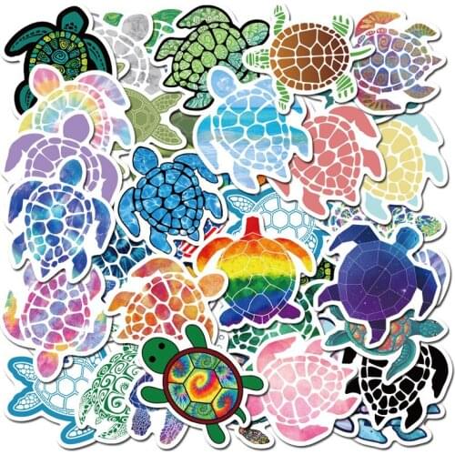 41pcs/pack Marine Organism Green Turtle Stickers For Motorcycle Notebook Computer Car Childrens Toys Guitar Refrigerator