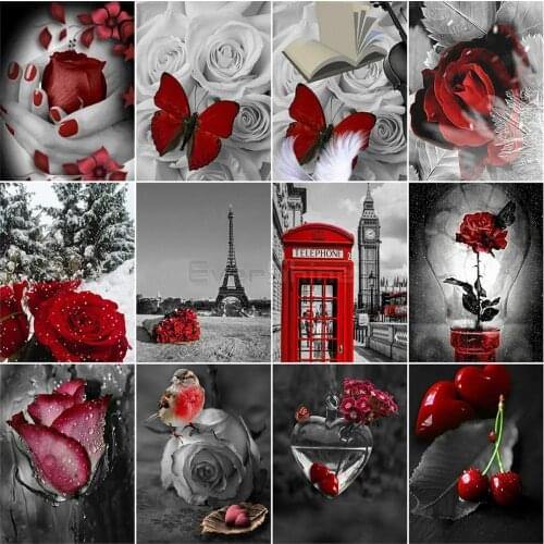 EverShine Paint By Numbers Flowers Hand Painted Wall Art Picture Of Numbers Rose Drawing Canvas Home Decor