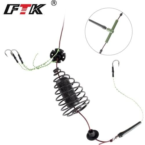 FTK NEW Enhanced Version Metal Fishing Lure Group Cage 30g-80g Feeder Carp With Main PE Speckle Line High Carbon Steel 8# Hooks