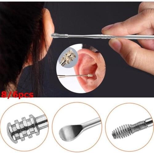 6-piece Steel Ear Pick Ear Cleaner Double Head Rotating Care Beauty Clean Ear Pick Tool Set Spoon Tools