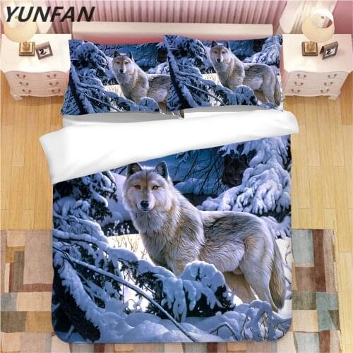 3D Wolf bedding sets cartoon duvet cover sets blue luxury animal quilt cover single twin full queen king High quality bedclothes