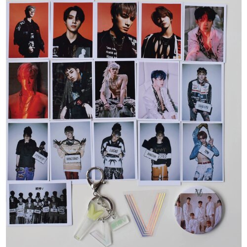 Kpop WayV Way V Awaken The World Take Over The Moon Kick Back LUCAS Fan Club Collection Picture Mini Lomo Photos Key Chain Badge