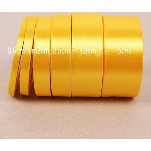 New 25 Yards Gold Yellow Silk Satin Ribbon 6mm-75mm Party Home Wedding Decoration Gift Wrapping Christmas New Year DIY Material