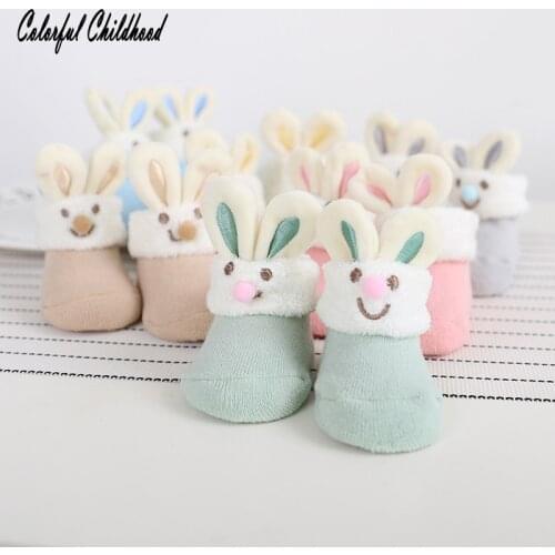 Adorable 3D bunny design newborn baby socks cozy terry thick kids shoes socks toddler boy/girls floor socks winter Kindersokken