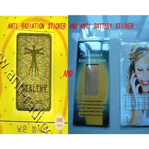 Mobile phone sticker Gold 24K anti mobile radiation stickers+Anti radiation battery enhancer sticker