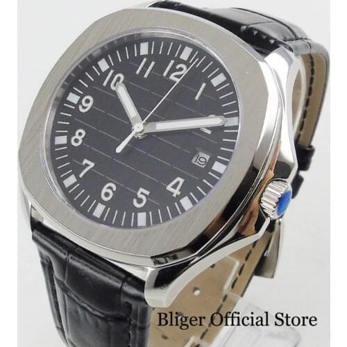 Fashion 39mm Sterile Automatic Mens Watch Stainless Steel Case With Earth Texture Sapphir Glass Date Window