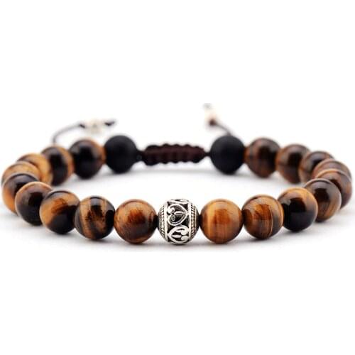 Men Bracelet 8MM Tiger Eye Tibetan Beads Punk Bracelet Handmade Friendship Bracelets Mens Charm Bracelet Dropship