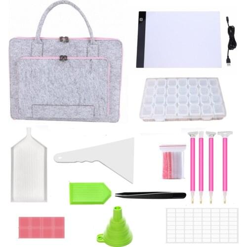 Diamond Painting Cross Stitch Accessories Tool Set A4 LED Light Pad Tablet Storage Bag 5D Diamond Embroidery Mosaic Handbag Gift