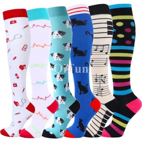 58 Styles Compression Socks 20-30 Mmhg Knee High Fit Medical Nurse Edema Diabetes Varicose Veins Running Hiking Sports Socks