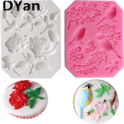 New Rose Treetop Bird Shape Fondant Silicone Mold Chocolate Mold DIY Cake Baking Decoration Mold A1648-A1649