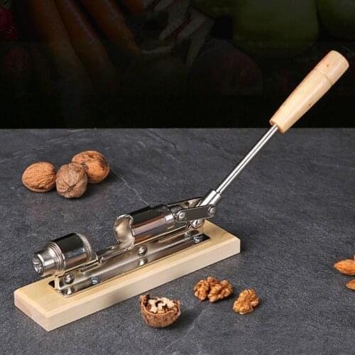 New Stainless Steel And Wood Material Kitchen Accessories Small Tools Manual Nutcracker Easy Opener Small Tool Crusher