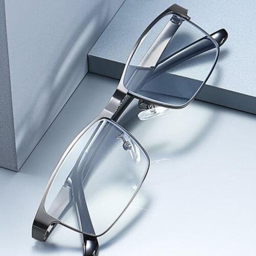 Elbru Presbyopia Optical Men Metal Eyeglasses Stainless Steel Men Business Reading Glasses+1.0 +1.5 +2.0 +2.5 +3.0 +3.5+4.0