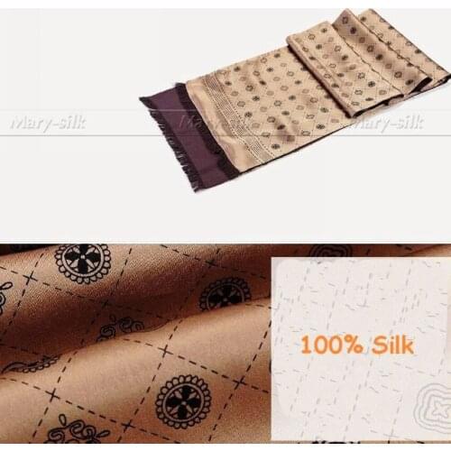 Gift Fashion Vintage Brand Mens 100% Silk Long Scarf Cravat Scarives Double Layer__For Spring Autumn Winter
