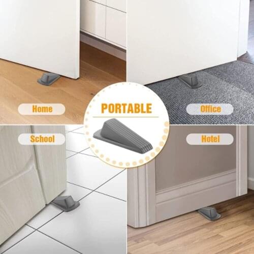 Rubber Door Stop Block Wedge Doorstops Stopper WindproofAnti-pinch Safety Door Wedge Door Top Anti-Collision Clip Home Office