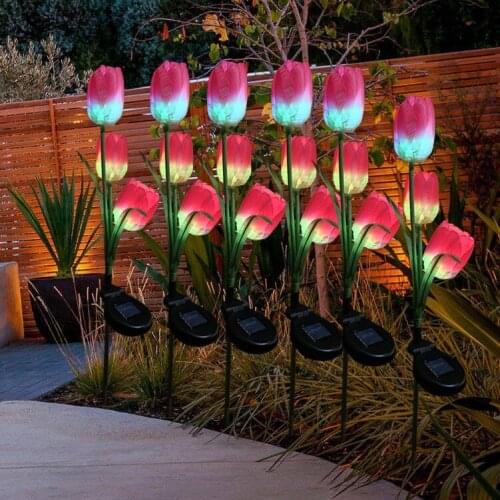 Solar Lights Simulation Tulip Flower Ground Lamp LED Lawn Lamp Outdoor Garden Decorations LED Solar Light садовые светильники