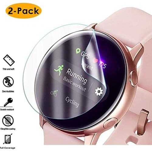 2pcs Ultra-thin Protective Film for Samsung Watch Active 2 40mm 44mm Soft 3D Round Edge Screen Protector Cover Band