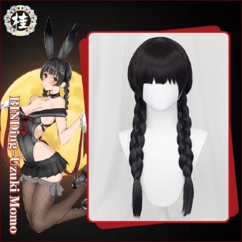 UWOWO BINDing Uzuki Momo Cosplay Wig 65cm Black Braids Maoyue Momoko Hair