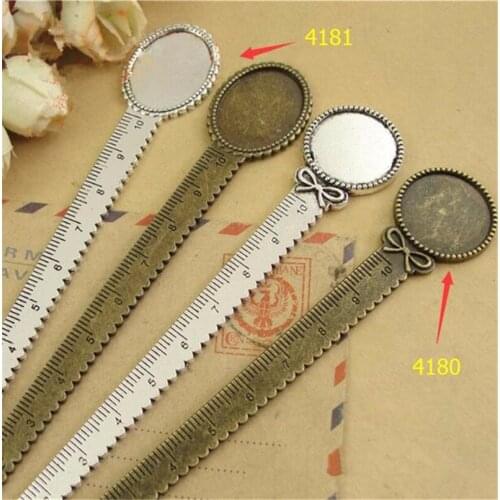 20pcs/lot Vintage 25*18MM Inner Size Oval Ruler Cabochon Base Setting 20MM Inner Size Round Bookmarks Jewelry Findings