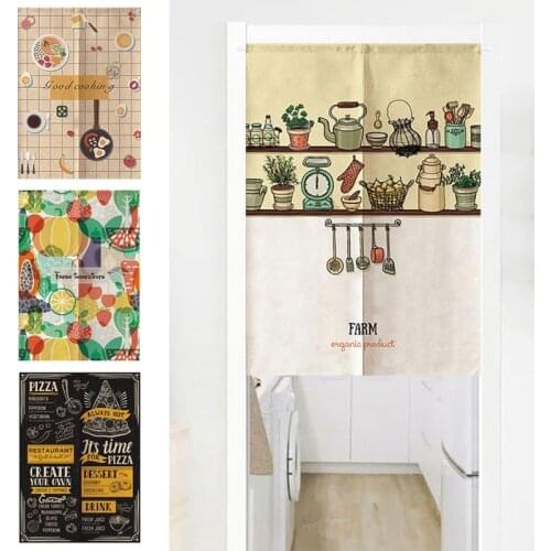 Japanese Style Door Curtain Dust-proof Durable Kitchen Curtains Washable Cabinet Drapes for Home Kitchen Bedroom Entrance Decor