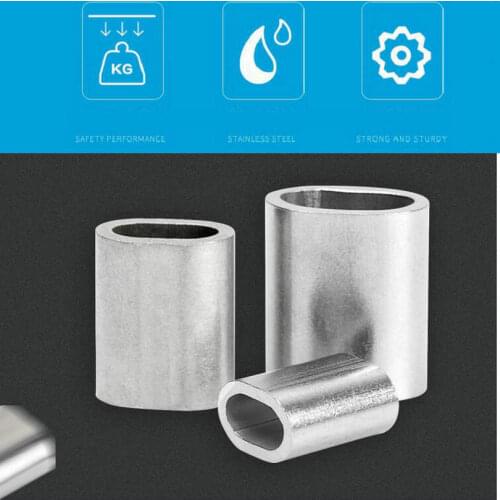 HQ SF01 Stainless Steel 304 Wire Rope OVAL Ferrule Sleeve Wire Rope Clip Clamp (For 0.5-6MM Wire Rope Cable)