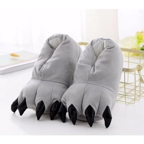 STONE VILLAGE Winter Super Soft Velvet Cartoon Paw Shoes Parent-Child Thick Non-Slip Women Slippers Plush Cotton Home Slippers