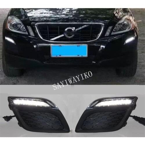 2Pcs For Volvo S60 V60 2011 2012 2013,Light-Off Style Relay Waterproof Matte ABS Car DRL 12V LED Daytime Running Light Daylight