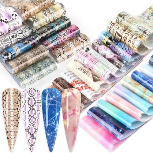 50pcs Nail Stickers Butterfly Snake Newspaper Starry Lace Nail Art Water Transfer Stickers Decals Manicure Nail Decor