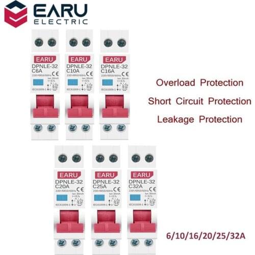 18MM Mini 230V 50/60Hz RCBO 1P+N 6KA Residual Current Differential Automatic Circuit Breaker Over Current Leakage Protection