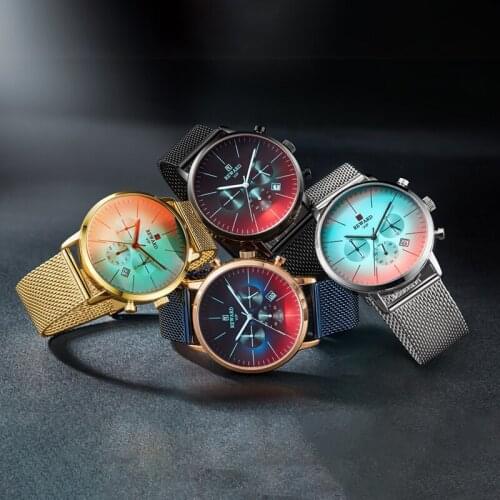 Fashion Gold Black Men Business Watch Brand Luxury Stainless Steel Mens Quartz Watches Waterproof Wristwatch Male Reloj Hombre