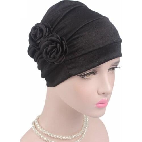 Flower Chemo Hat Turban Hair Caps Women Floral Headwear Beanies Hair Loss Cap Ladies Bandana Muslim Head Cover Sleeping Headwear